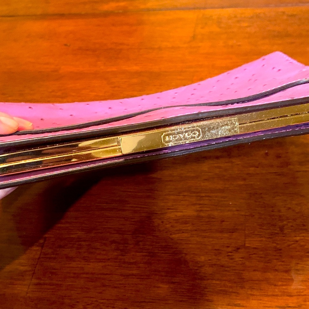 Exotic skin rare, sold out beautiful color Coach lavender purse with Gold Detail